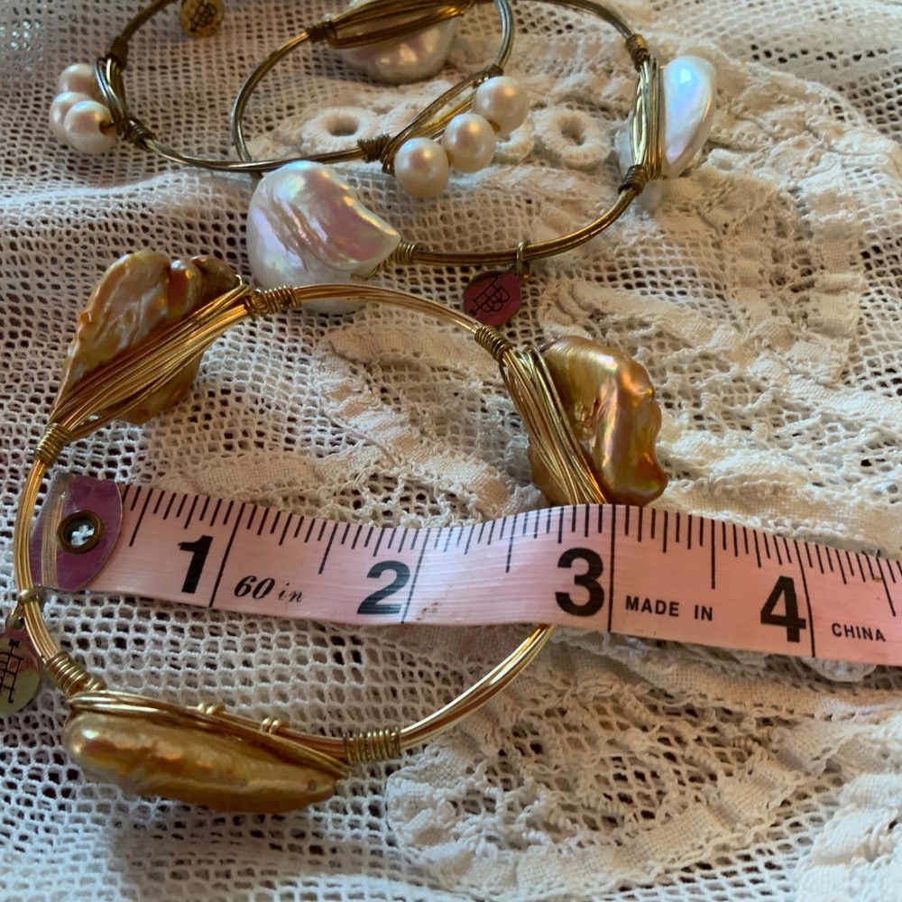 BOURBON AND BOWTIES PEARL BANGLE BRACELETS 3 - Picture 4 of 7